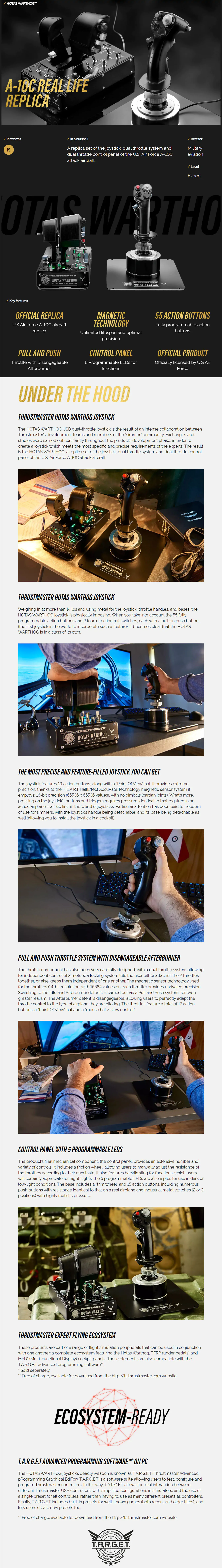 A large marketing image providing additional information about the product Thrustmaster HOTAS Warthog - Joystick & Throttle for PC - Additional alt info not provided